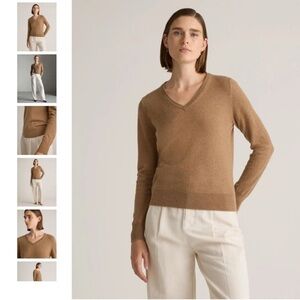 Quince Camel V-Neck Sweater